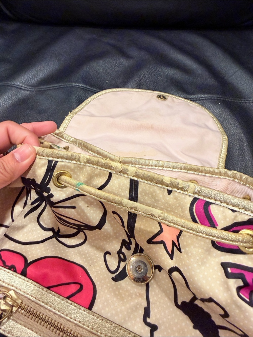 Coach Kyra Poppy Floral Graffiti Medium Drawstring Backpack - SEE FULL DETAILS - Picture 12 of 12
